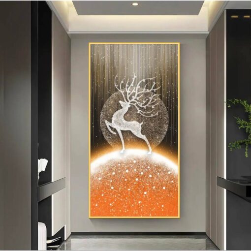 Tranh dán tường hươu 3D hiện đại TDT180
