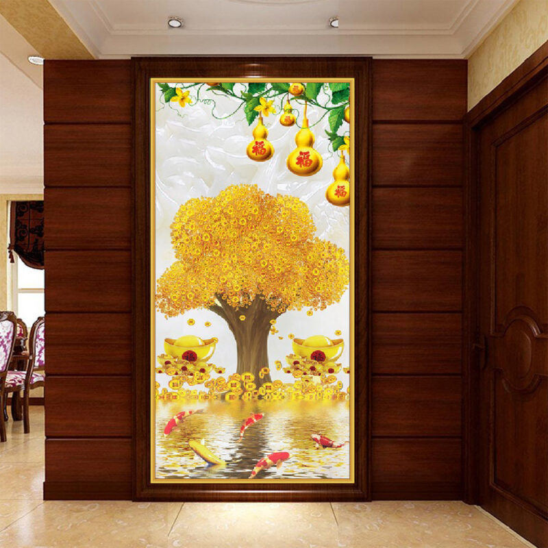 Tranh dán tường 3D cây lộc vàng TDT230