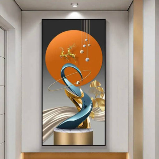 Tranh dán tường hươu 3D hiện đại TDT204