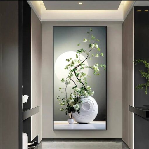 Tranh dán tường bình hoa 3D nghệ thuật TDT205