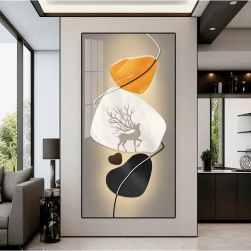 Tranh dán tường hươu 3D hiện đại TDT206