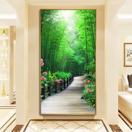 Tranh dán tường 3D thiên nhiên lối đi TDT210