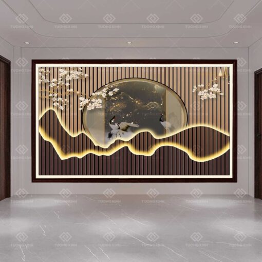 Tranh dán tường lam sóng 3D TDT02