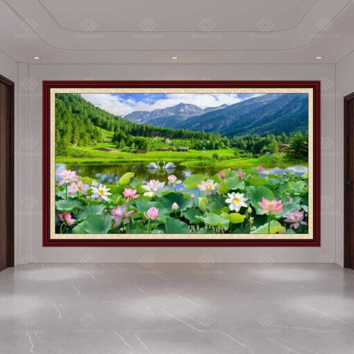 Tranh dán tường 3D hoa sen TDT100