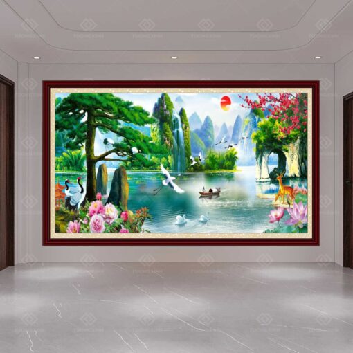 Tranh dán tường 3D sơn thủy hữu tình TDT101