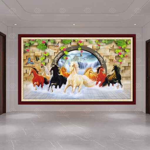 Tranh dán tường 3D mã đáo thành công TDT12