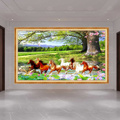 Tranh dán tường 3D mã đáo thành công TDT110