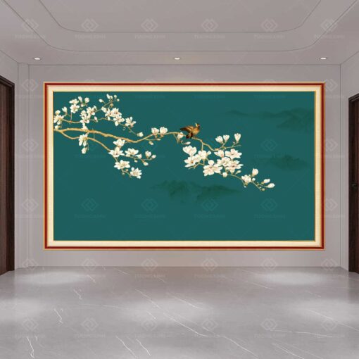 Tranh dán tường 3D hoa mộc lan TDT116