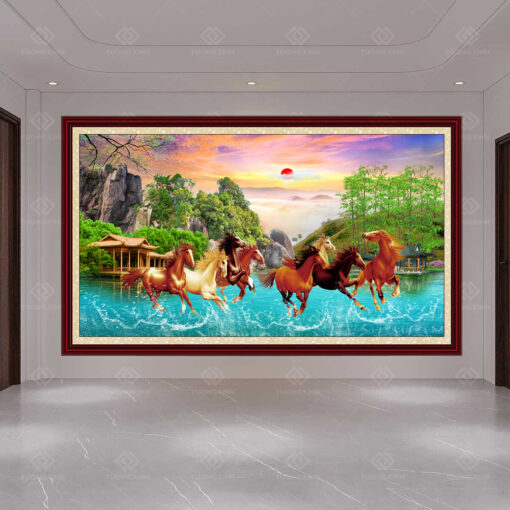 Tranh dán tường 3D mã đáo thành công TDT125