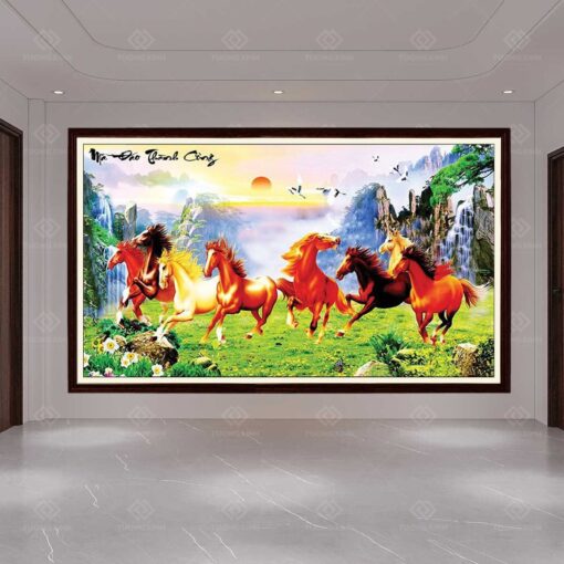 Tranh dán tường 3D mã đáo thành công TDT14