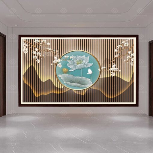 Tranh dán tường lam sóng 3D TDT19