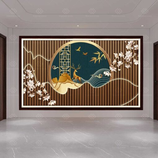Tranh dán tường lam sóng 3D TDT03