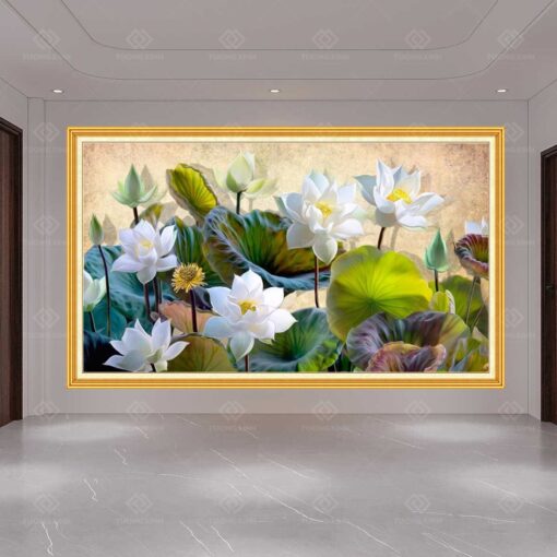 Tranh dán tường 3D hoa sen TDT23