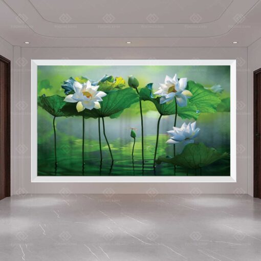 Tranh dán tường 3D hoa sen TDT24