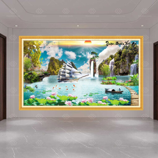Tranh dán tường 3D sơn thủy hữu tình TDT29