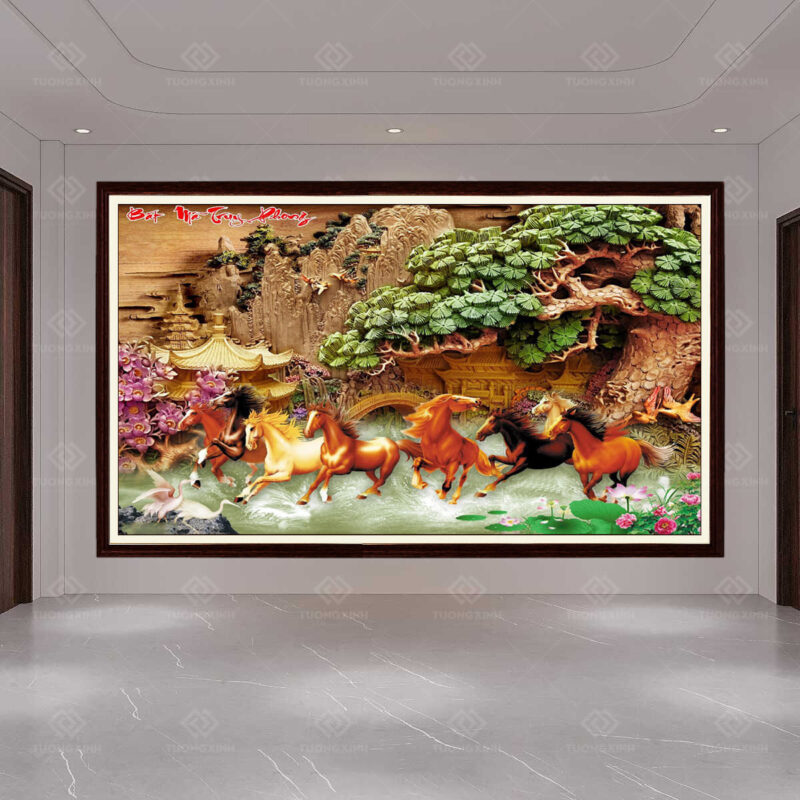 Tranh dán tường 3D mã đáo thành công TDT30