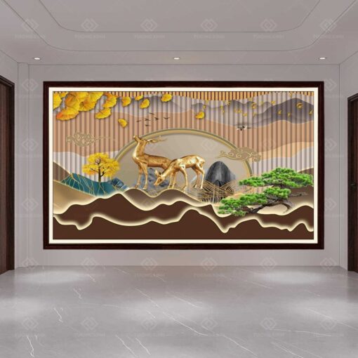 Tranh dán tường lam sóng 3D TDT04