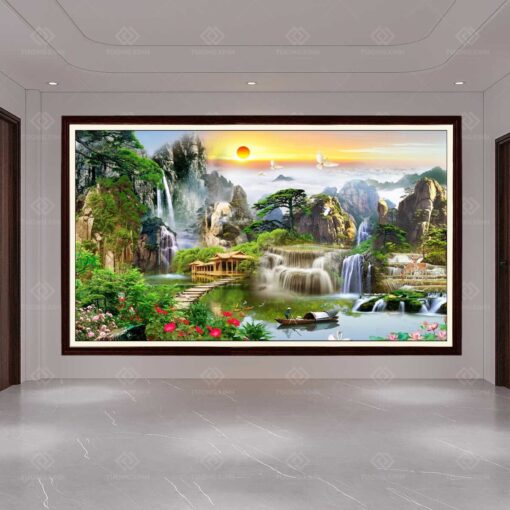 Tranh dán tường 3D sơn thủy hữu tình TDT31