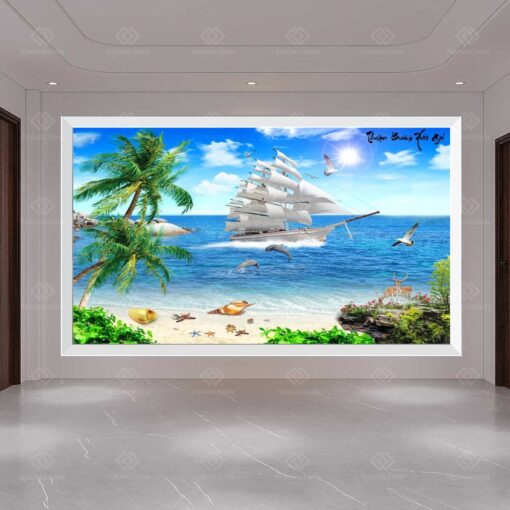 Tranh dán tường 3D thuận buồm xuôi gió TDT35
