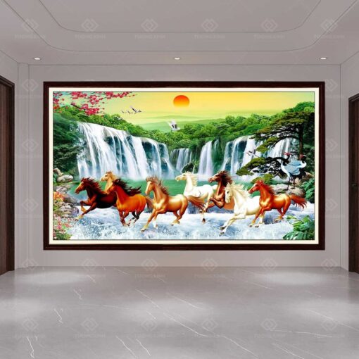 Tranh dán tường 3D mã đáo thành công TDT44