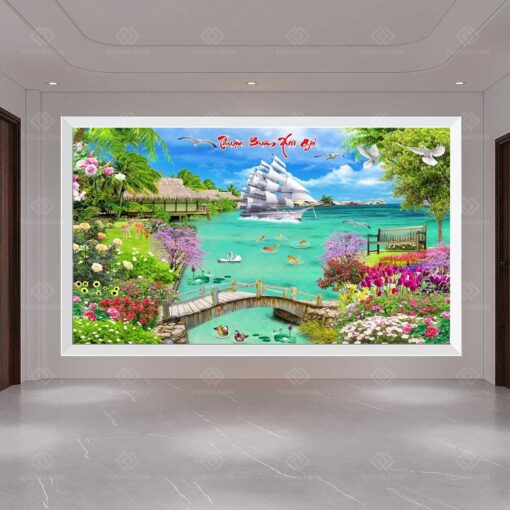 Tranh dán tường 3D thuận buồm xuôi gió TDT45