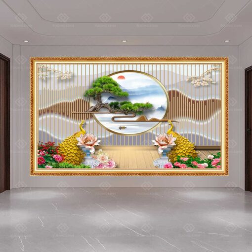Tranh dán tường lam sóng 3D TDT52