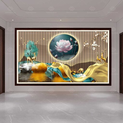 Tranh dán tường lam sóng 3D TDT55