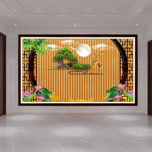 Tranh dán tường lam sóng 3D TDT56