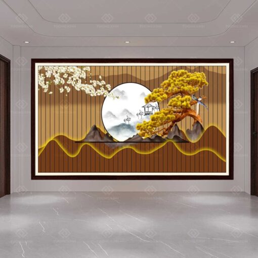 Tranh dán tường lam sóng 3D TDT63