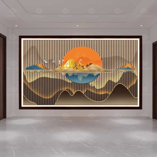 Tranh dán tường lam sóng 3D TDT64