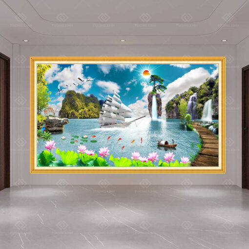 Tranh dán tường 3D thuận buồm xuôi gió TDT74