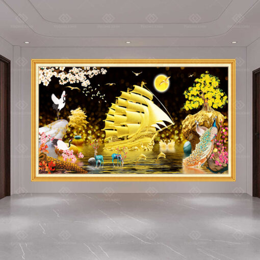 Tranh dán tường 3D thuận buồm xuôi gió TDT77