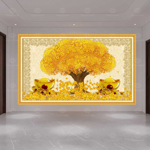 Tranh dán tường 3D cây lộc vàng TDT83