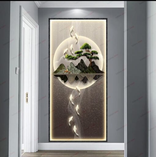 Tranh dán tường 3D cửu ngư nghệ thuật TDT253