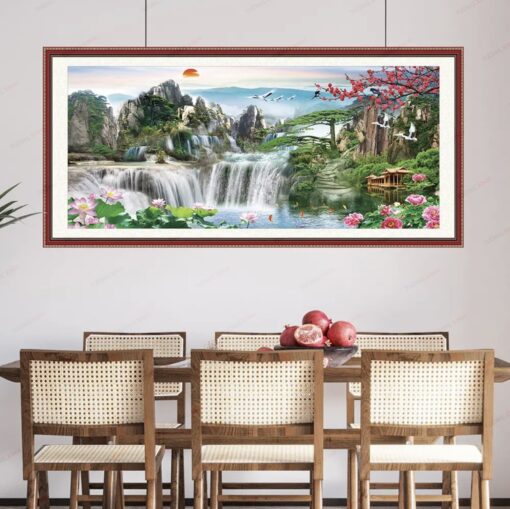 Tranh dán tường 3D sơn thuỷ hữu tình TDT259