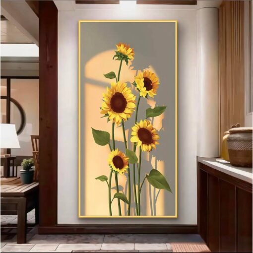 Tranh dán tường 3D hoa hướng dương TDT184