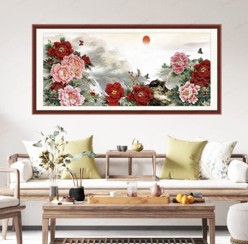 Tranh dán tường 3D trăm hoa đua nở TDT260