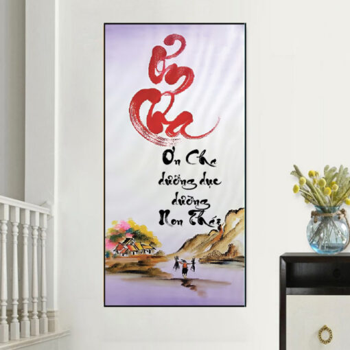 Tranh dán tường 3D công cha nghĩa mẹ TDT214