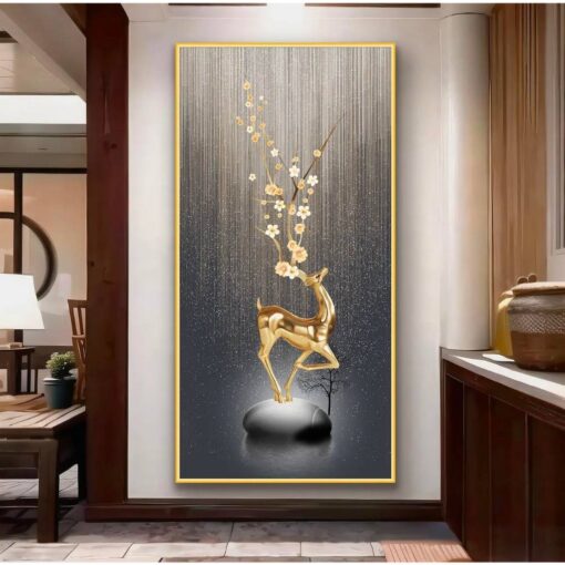 Tranh dán tường hươu 3D hiện đại TDT186