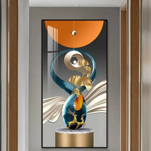 Tranh dán tường hươu 3D hiện đại TDT187