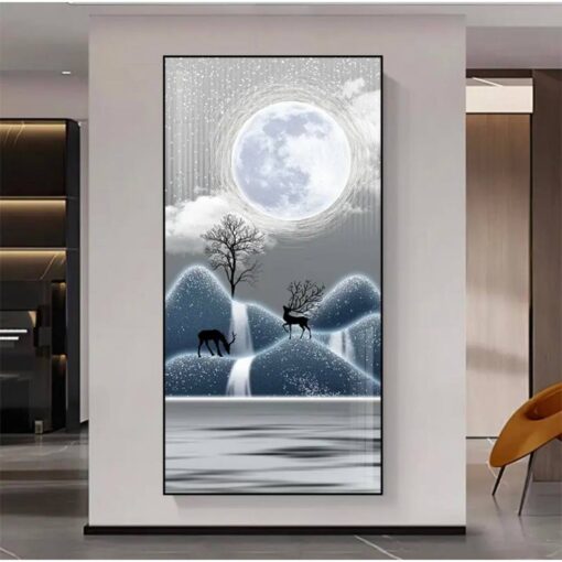 Tranh dán tường hươu 3D hiện đại TDT188