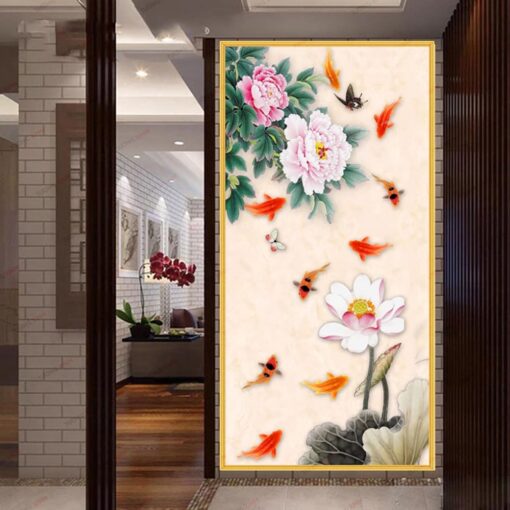 Tranh dán tường 3D hoa sen TDT261