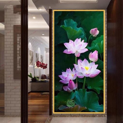 Tranh dán tường 3D hoa sen TDT263