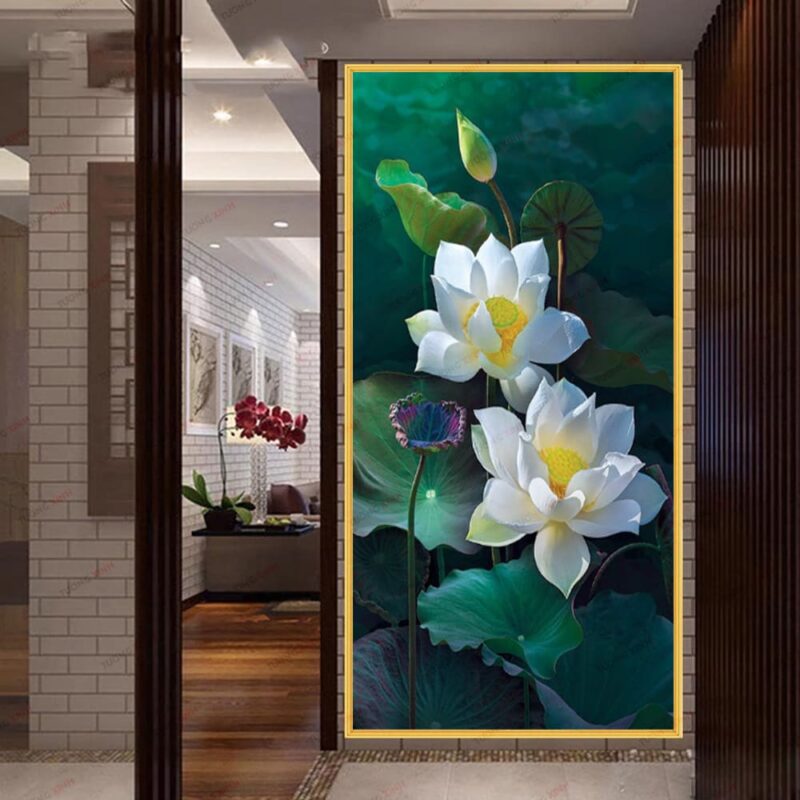 Tranh dán tường 3D hoa sen TDT264