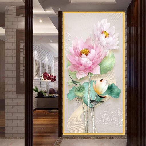 Tranh dán tường 3D hoa sen TDT265