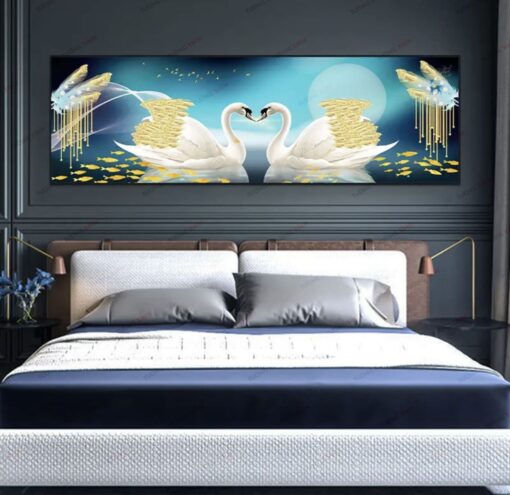 Tranh dán tường 3D đôi thiên nga TDT277