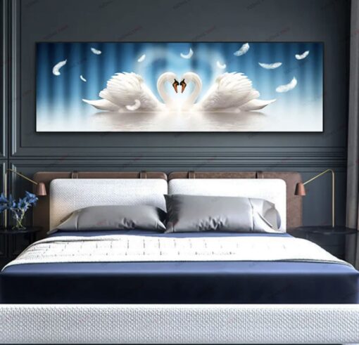 Tranh dán tường 3D đôi thiên nga TDT278