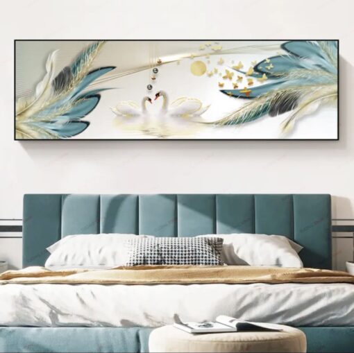 Tranh dán tường 3D đôi thiên nga TDT280