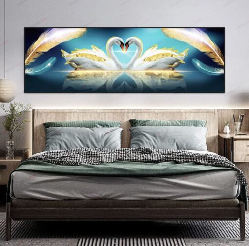 Tranh dán tường 3D đôi thiên nga TDT267