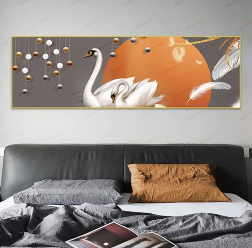 Tranh dán tường 3D đôi thiên nga TDT272